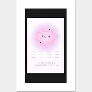 Pink Aura Affirmations for Self Love Posters and Art